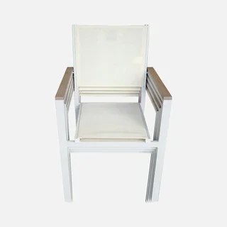 Lot 4 chaises jardin Miami aluminium empilables blanc gris