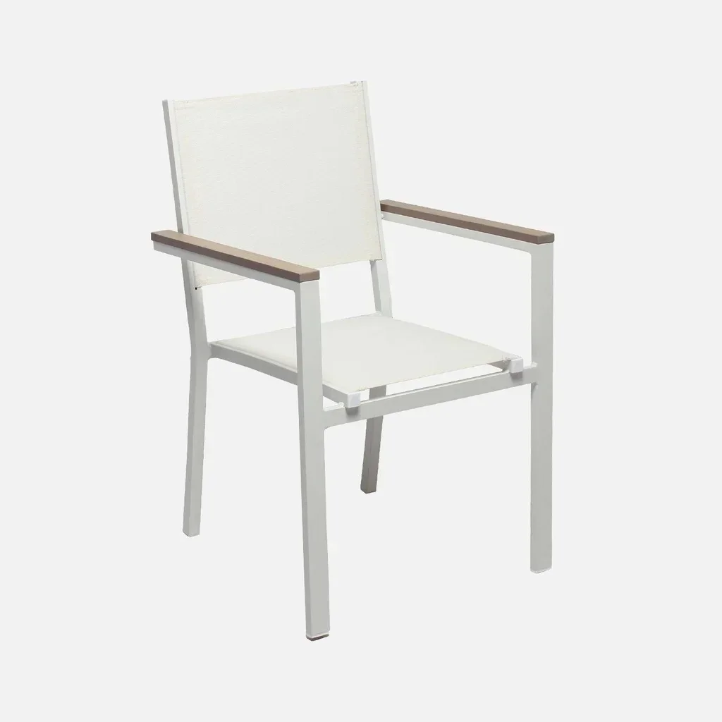Lot 4 chaises jardin Miami aluminium empilables blanc gris