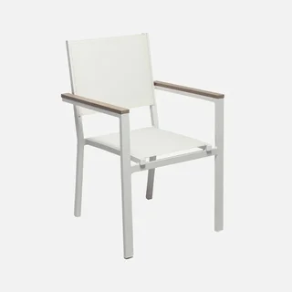 Lot 4 chaises jardin Miami aluminium empilables blanc gris