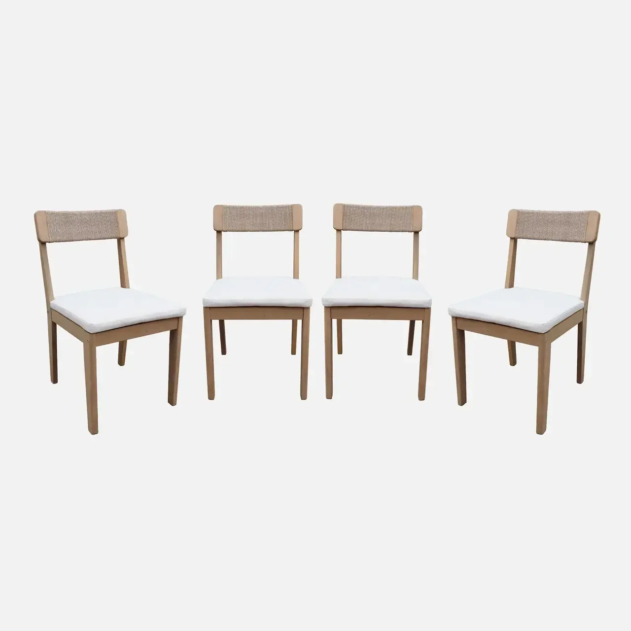 Chaises jardin bois acacia corde tressée lot 4