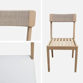 Chaises jardin bois acacia corde tressée lot 4