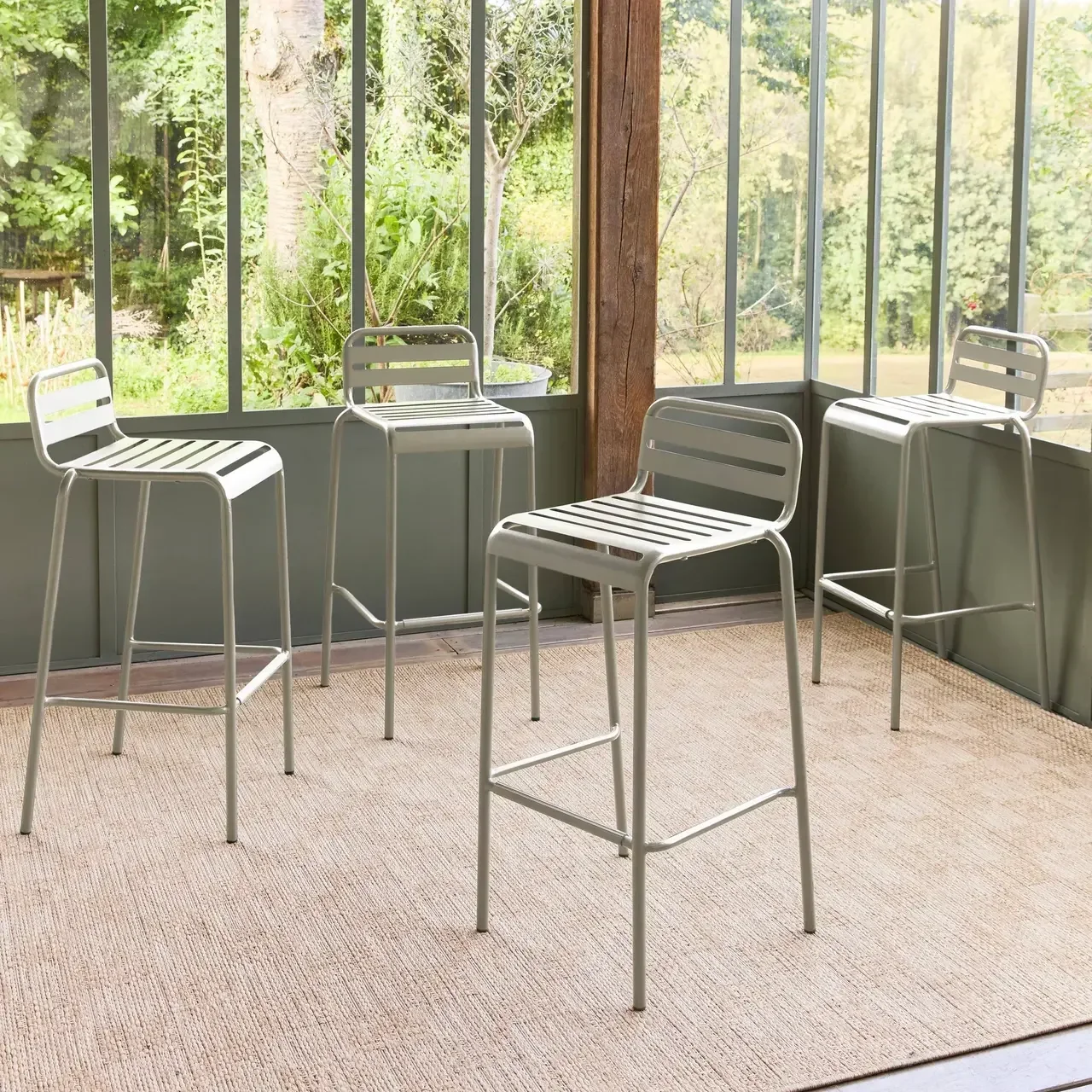 Lot 4 chaises hautes jardin acier Amelia 69 cm design intemporel