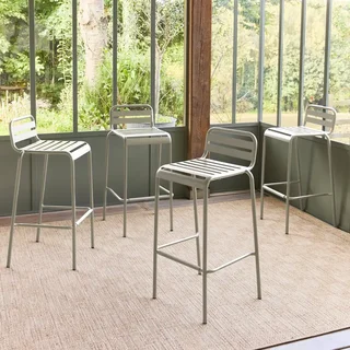 Lot 4 chaises hautes jardin acier Amelia 69 cm design intemporel