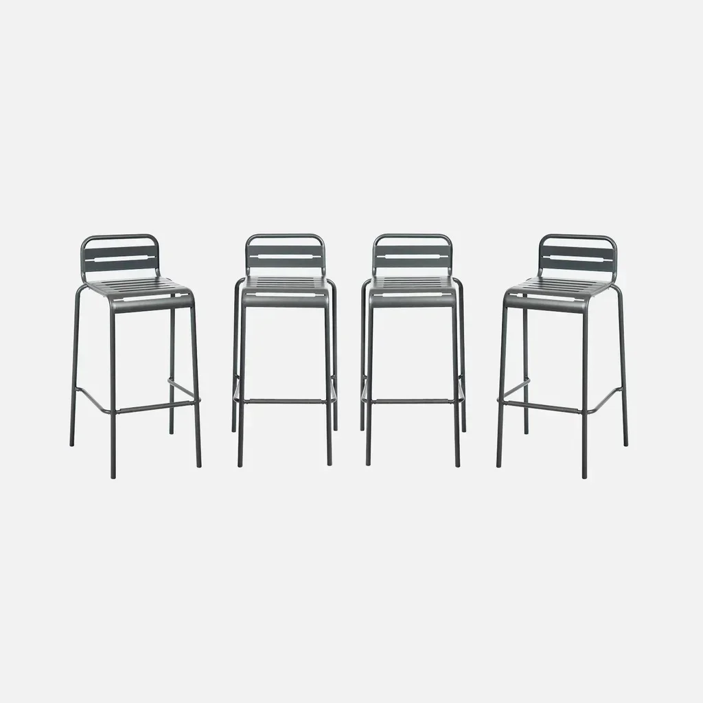 Lot 4 chaises haute jardin acier 69cm collection Amélia empilables