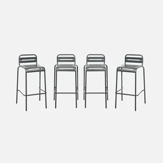 Lot 4 chaises haute jardin acier 69cm collection Amélia empilables