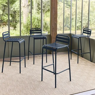 Lot de 4 chaises haute de jardin Amélia en acier - 69 cm - Design intemporel