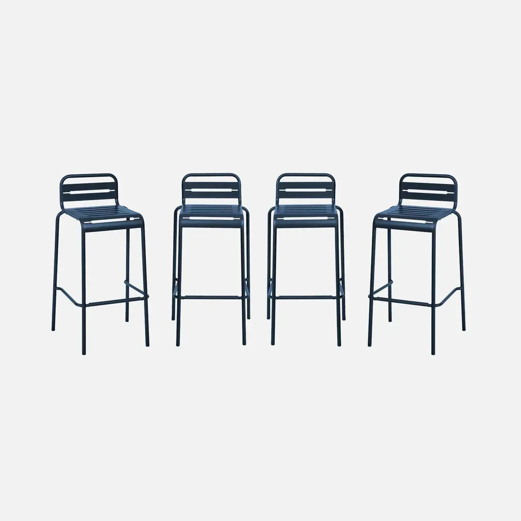 Lot de 4 chaises haute de jardin Amélia en acier - 69 cm - Design intemporel