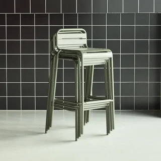 Lot 4 chaises haute jardin acier Amelia 69 cm empilables