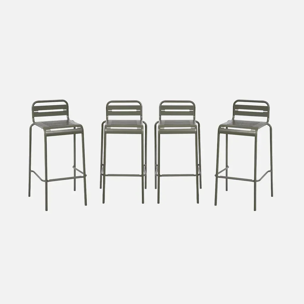 Lot 4 chaises haute jardin acier Amelia 69 cm empilables