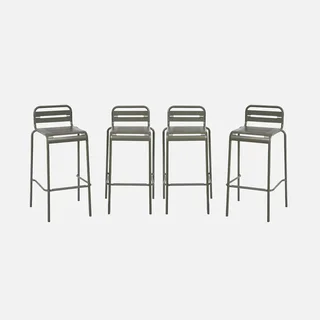 Lot 4 chaises haute jardin acier Amelia 69 cm empilables