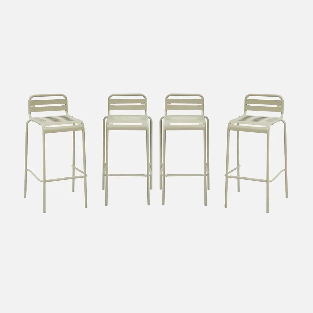 Lot 4 chaises hautes jardin acier Amelia 69 cm design intemporel