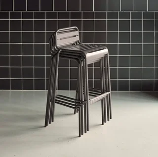 Lot 4 chaises haute jardin acier 69cm collection Amélia empilables
