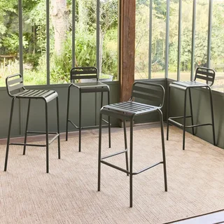 Lot 4 chaises haute jardin acier Amelia 69 cm empilables