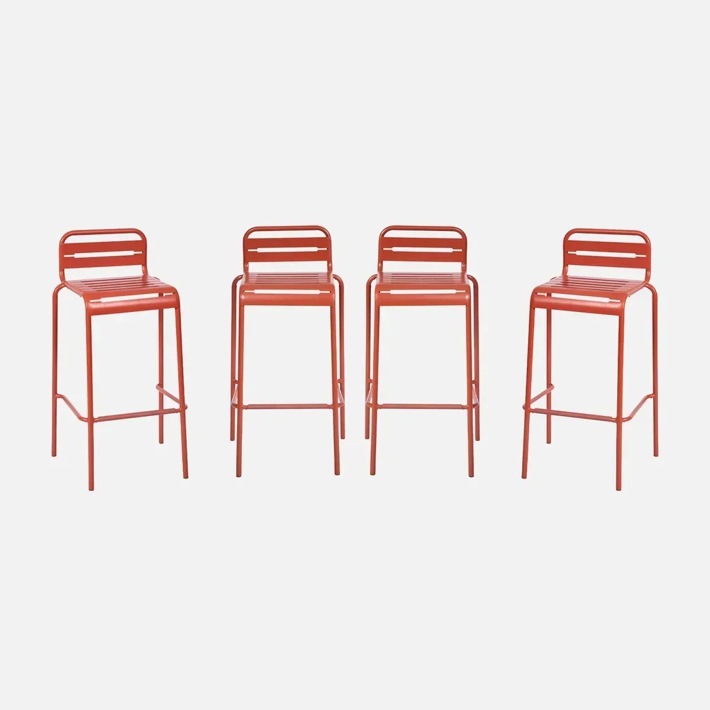 Lot de 4 chaises hautes de jardin Amélia en acier - Hauteur 69 cm