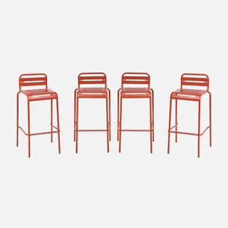 Lot de 4 chaises hautes de jardin Amélia en acier - Hauteur 69 cm