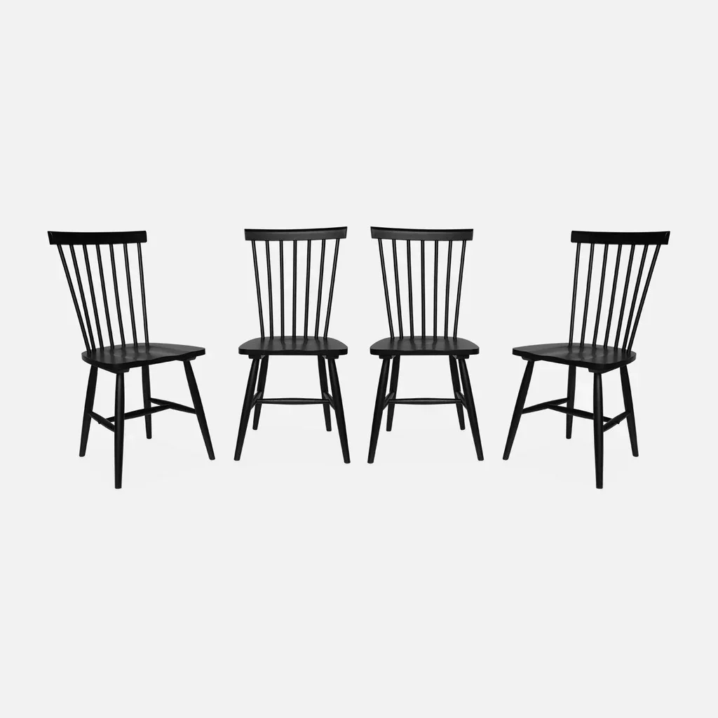 4 chaises Romie hévéa massif barreaux dossier incurvé