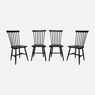 4 chaises Romie hévéa massif barreaux dossier incurvé