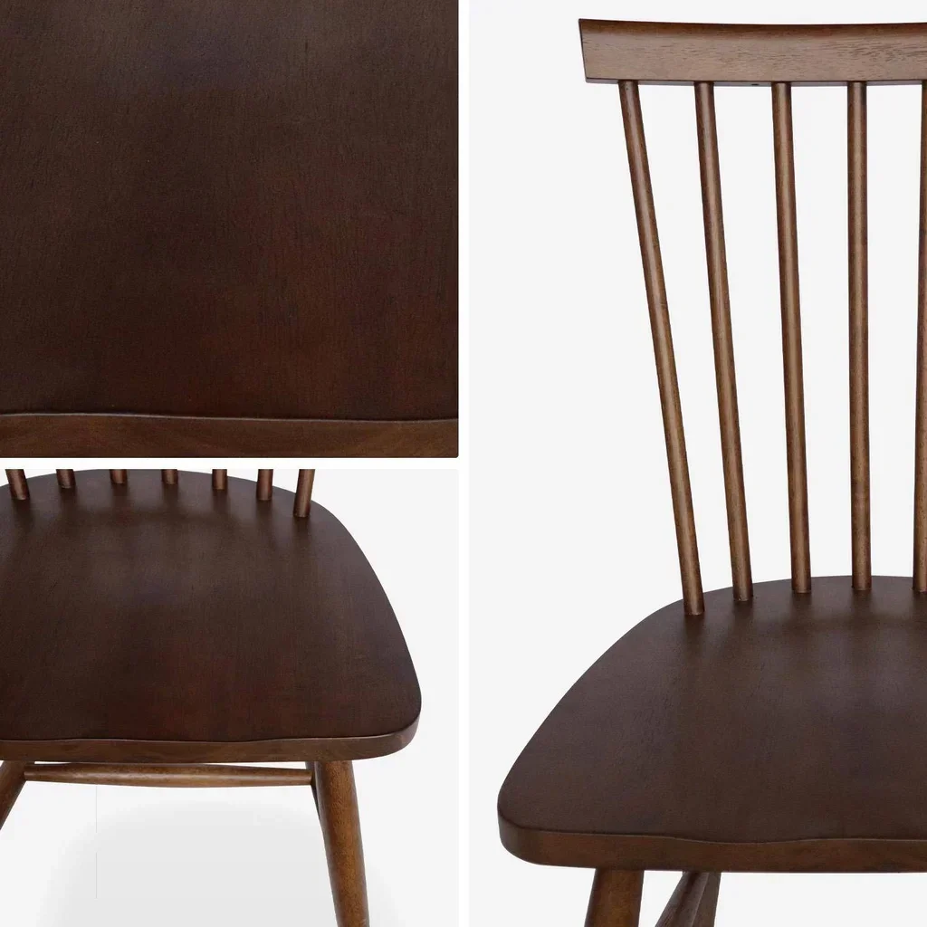 Lot de 4 chaises Romie en hévéa massif à barreaux pour salle à manger
