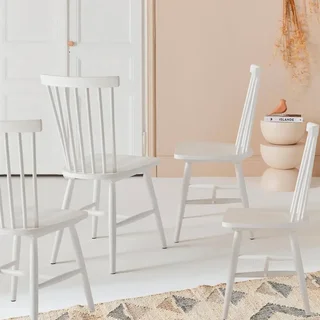 Lot de 4 chaises en hévéa massif à barreaux Romie - Design intemporel et confortable