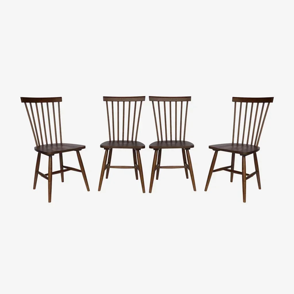 Lot de 4 chaises Romie en hévéa massif à barreaux pour salle à manger