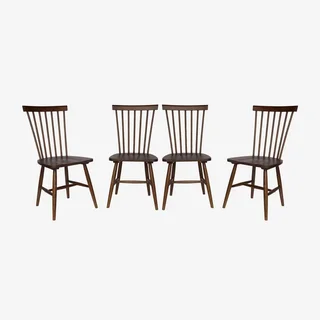 Lot de 4 chaises Romie en hévéa massif à barreaux pour salle à manger