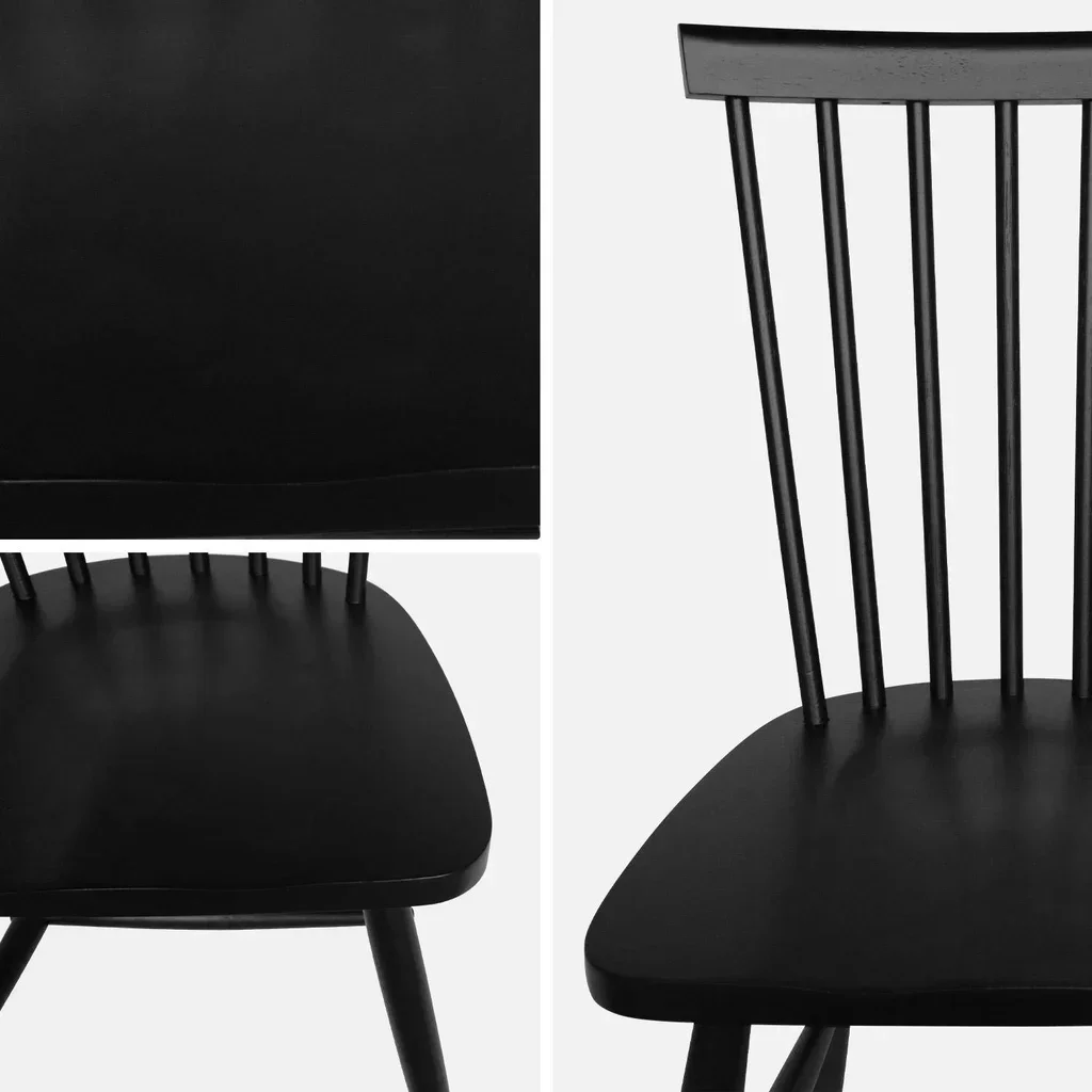 4 chaises Romie hévéa massif barreaux dossier incurvé