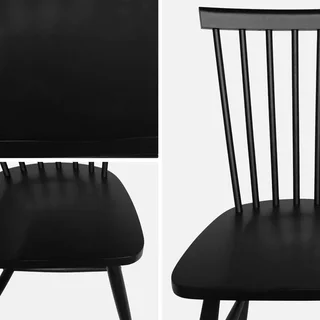 4 chaises Romie hévéa massif barreaux dossier incurvé