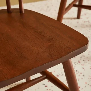 Lot de 4 chaises Romie en hévéa massif à barreaux pour salle à manger