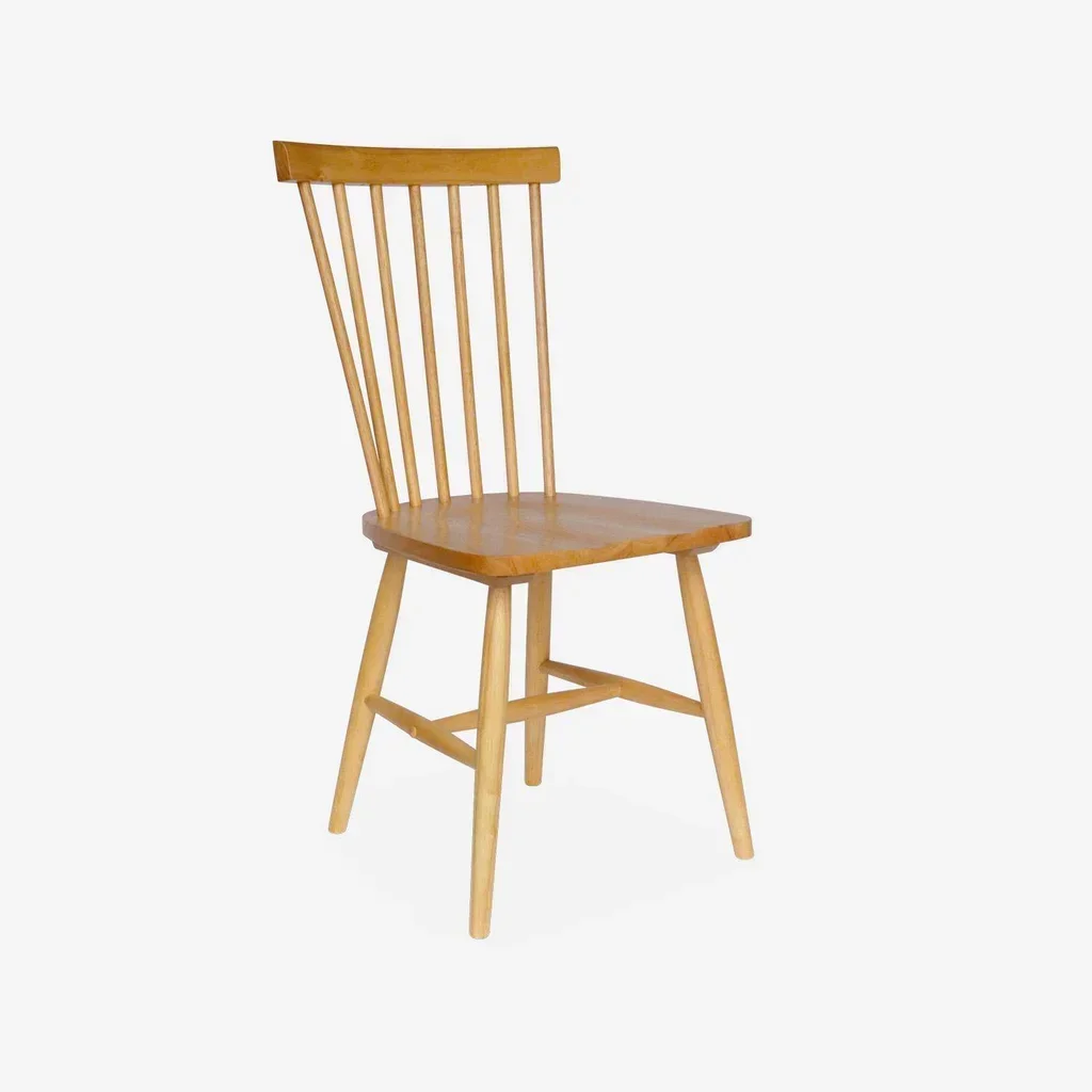 Lot de 4 chaises en hévéa massif à barreaux Romie pour salle à manger