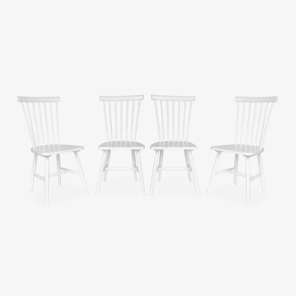 Lot de 4 chaises en hévéa massif à barreaux Romie - Design intemporel et confortable