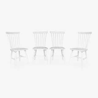 Lot de 4 chaises en hévéa massif à barreaux Romie - Design intemporel et confortable