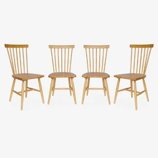 Lot de 4 chaises en hévéa massif à barreaux Romie pour salle à manger