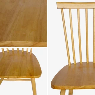 Lot de 4 chaises en hévéa massif à barreaux Romie pour salle à manger