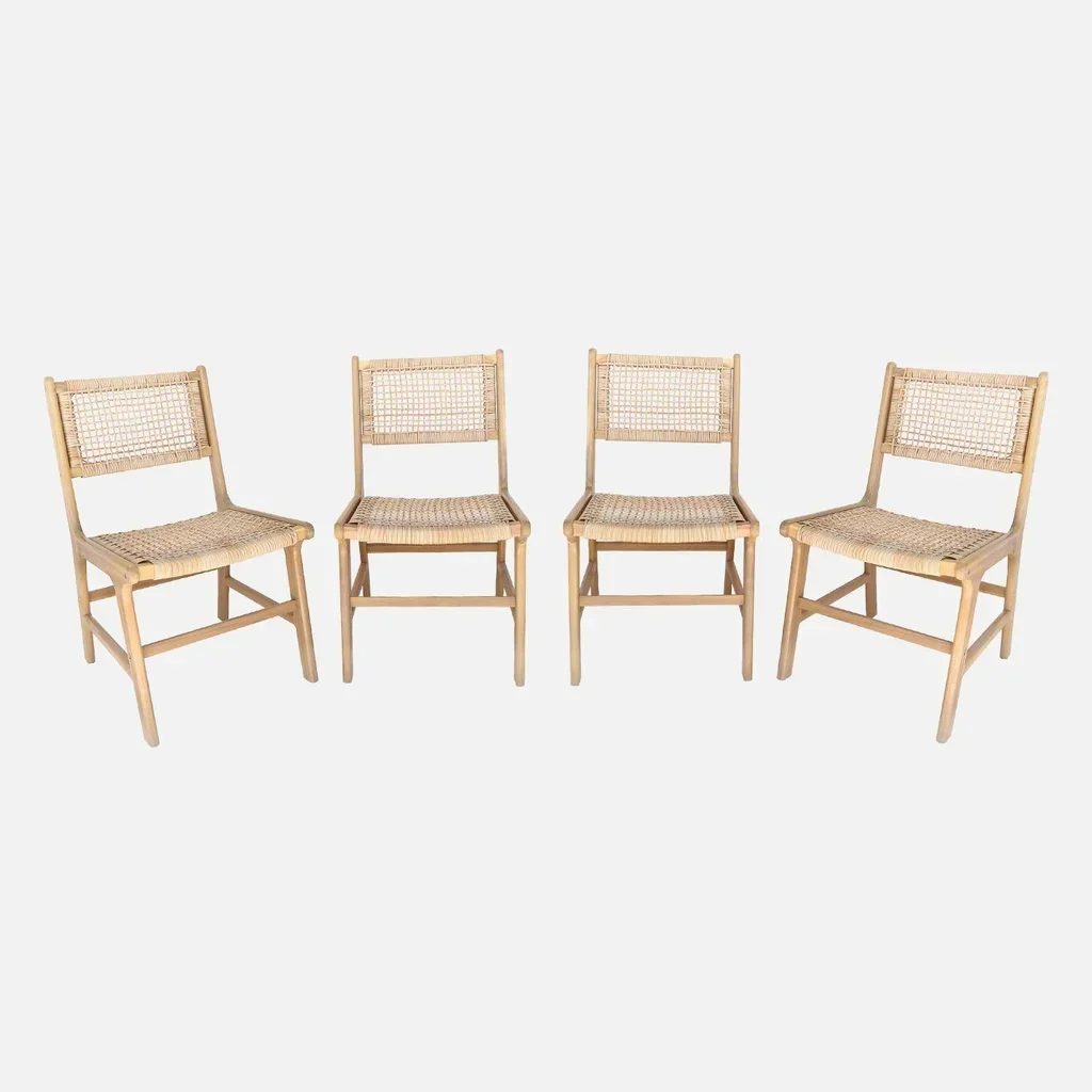 Chaises jardin bois acacia cannage lot 4