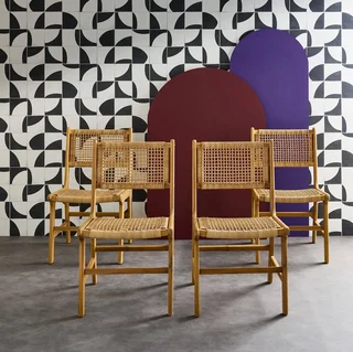 Chaises jardin bois acacia cannage lot 4