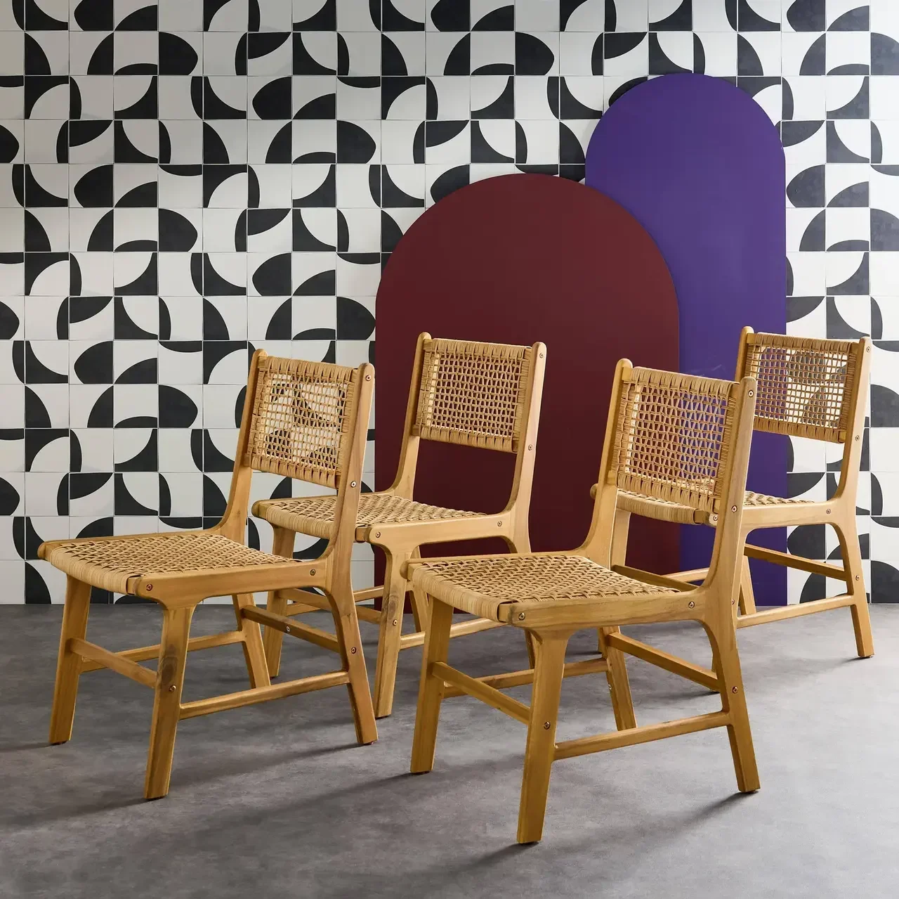 Chaises jardin bois acacia cannage lot 4
