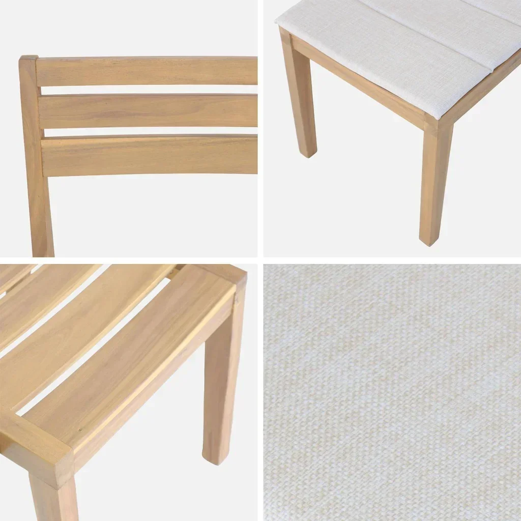 4 sillas jardín madera acacia FSC apilables beige Merina