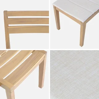 4 sillas jardín madera acacia FSC apilables beige Merina