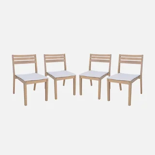 4 sillas jardín madera acacia FSC apilables beige Merina