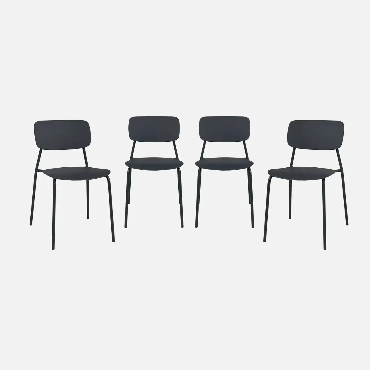 4 chaises jardin empilables acier plastique Liva design épuré