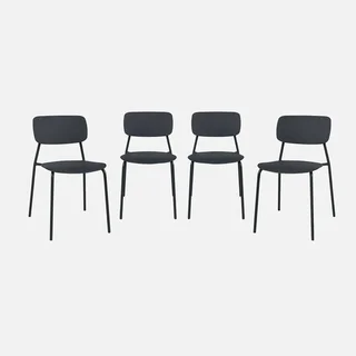 4 chaises jardin empilables acier plastique Liva design épuré