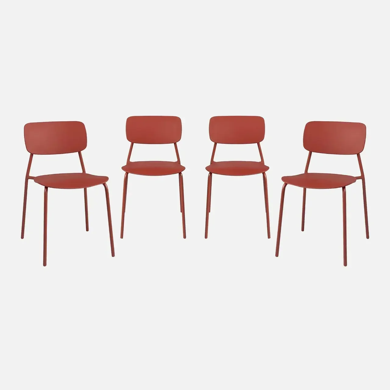 4 chaises de jardin empilables acier plastique Liva design épuré