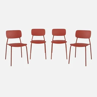 4 chaises de jardin empilables acier plastique Liva design épuré