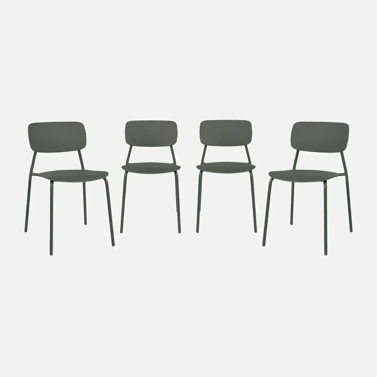 Lot 4 chaises jardin empilables acier plastique Liva design épuré