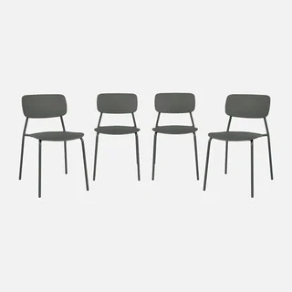 Lot 4 chaises jardin empilables acier plastique Liva design épuré