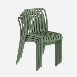 Lot de 4 chaises de jardin empilables vertes en plastique design
