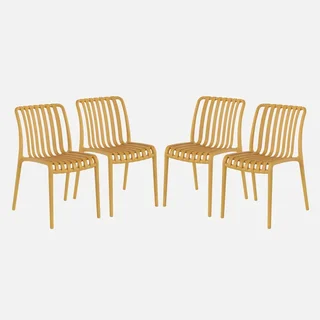 Lot de 4 chaises de jardin empilables vertes en plastique moderne