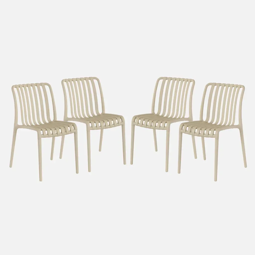 Lot de 4 chaises de jardin empilables vertes en plastique
