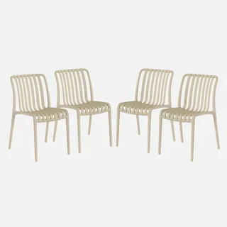Lot de 4 chaises de jardin empilables vertes en plastique