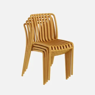 Lot de 4 chaises de jardin empilables vertes en plastique moderne
